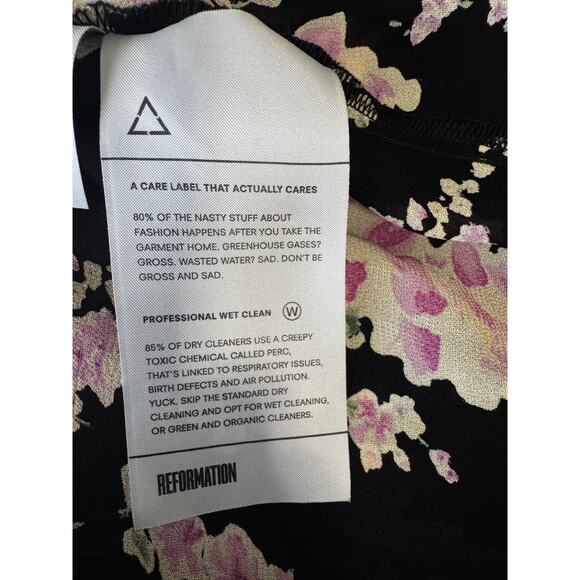 Reformation Black Floral Tie-Waist Blouse – Size M - Picture 4 of 6